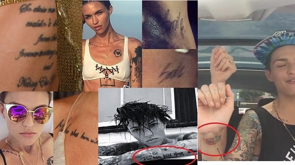 A picture of Tattoos of model Ruby Rose.